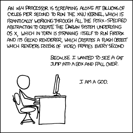 Another XKCD strip. Oh well, that's what abstractions resulted in. Cat memes! |367